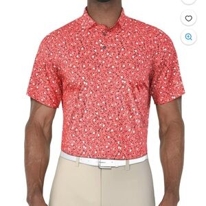 Ben Hogan Red Floral Golf Polo sz Large New
